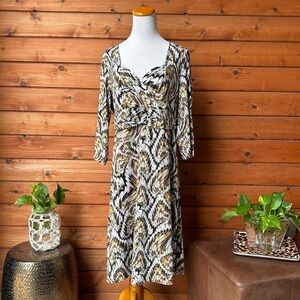 Essentials Milano Vintage Marbled Paper Print Abstract Fall Dress XL Like New